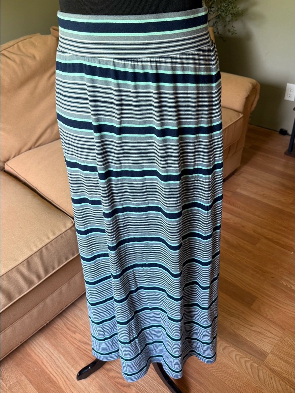 Gap Striped Maxi Skirt in Navy and Aqua Medium